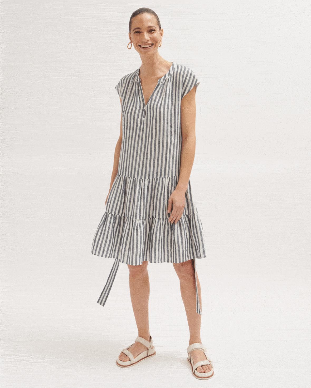 Dresses | Womens Jigsaw Linen Stripe Short Dress Chambray < Family Fun  Reviews
